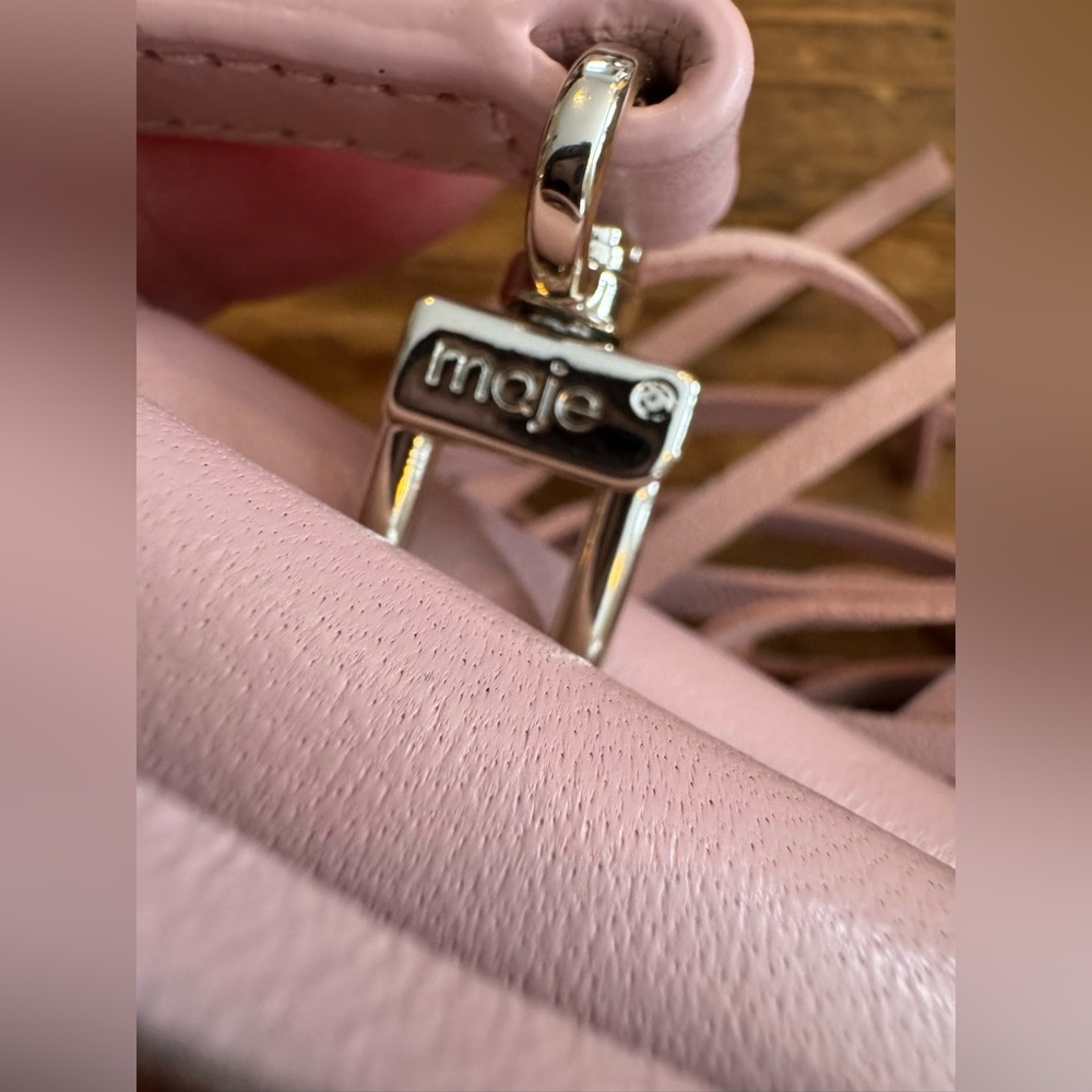 Maje M bag With Fringe - Pale Pink Leather Cross-body Purse - EUC - Picture 7 of 10